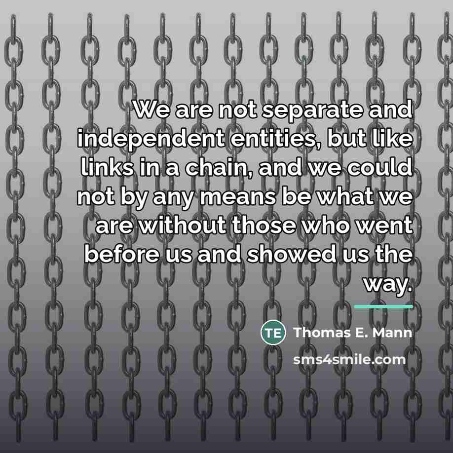“We are not separate and independent entities, but like links…” quote by Thomas E. Mann
