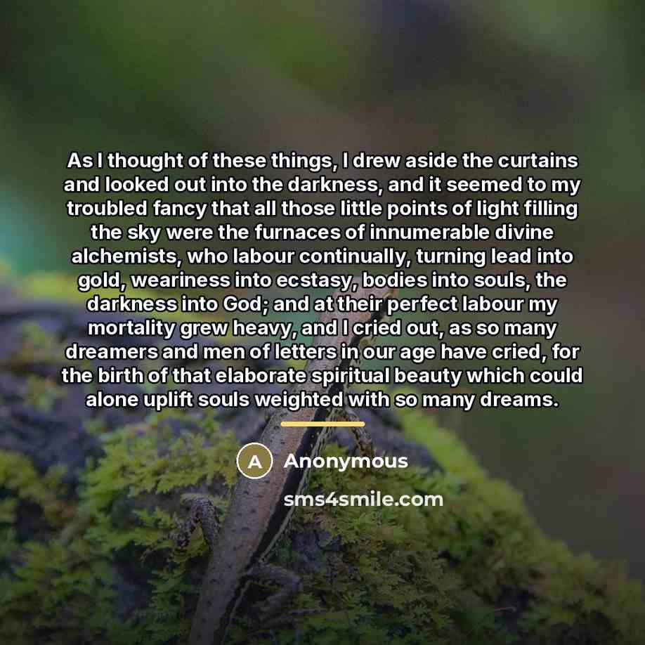 “As I thought of these things, I drew aside the…” quote by Anonymous