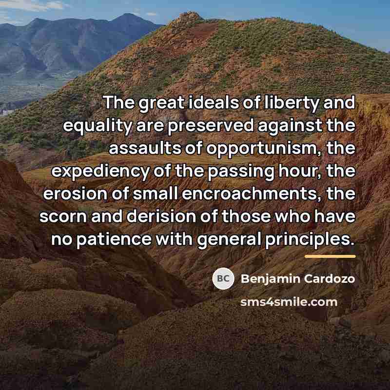 “The great ideals of liberty and equality are preserved against…” quote by Benjamin Cardozo
