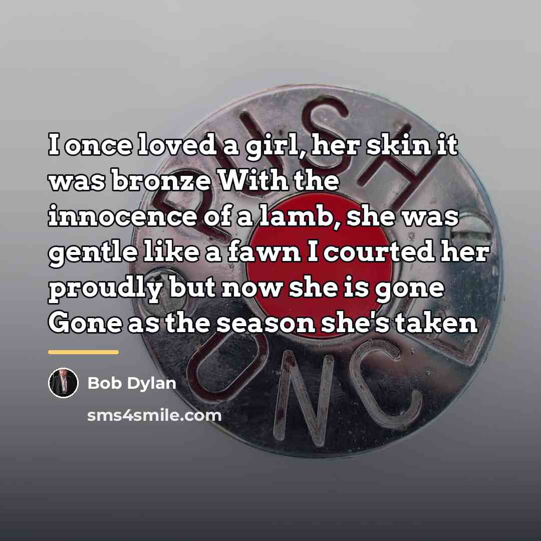 “I once loved a girl, her skin it was bronze…” quote by Bob Dylan