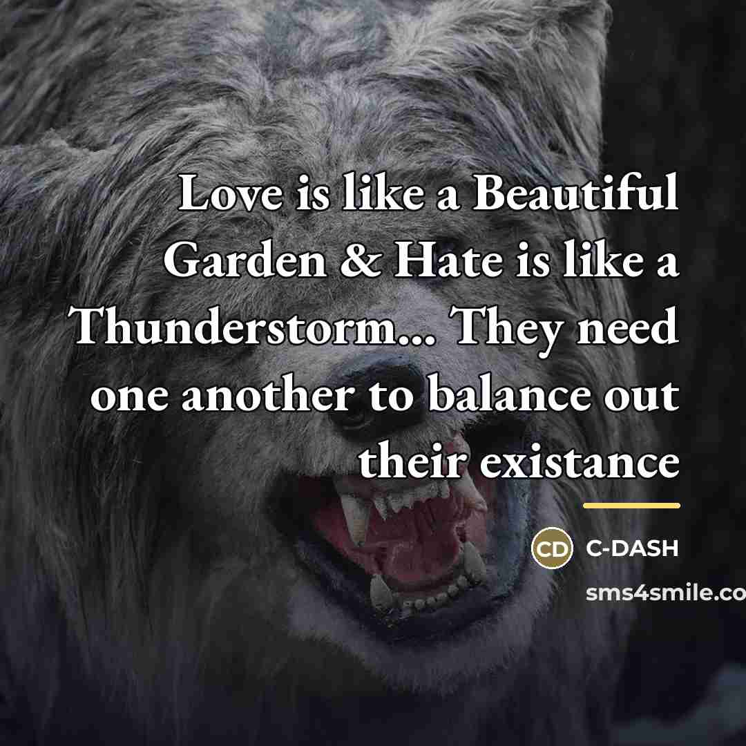 “Love is like a Beautiful Garden & Hate is like…” quote by C-DASH
