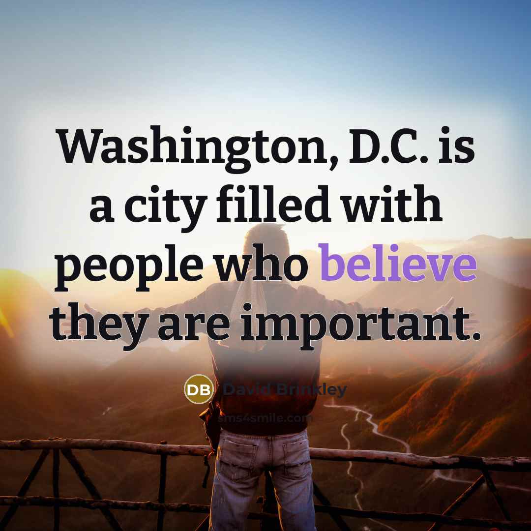 “Washington, D.C. is a city filled with people who believe…” quote by David Brinkley