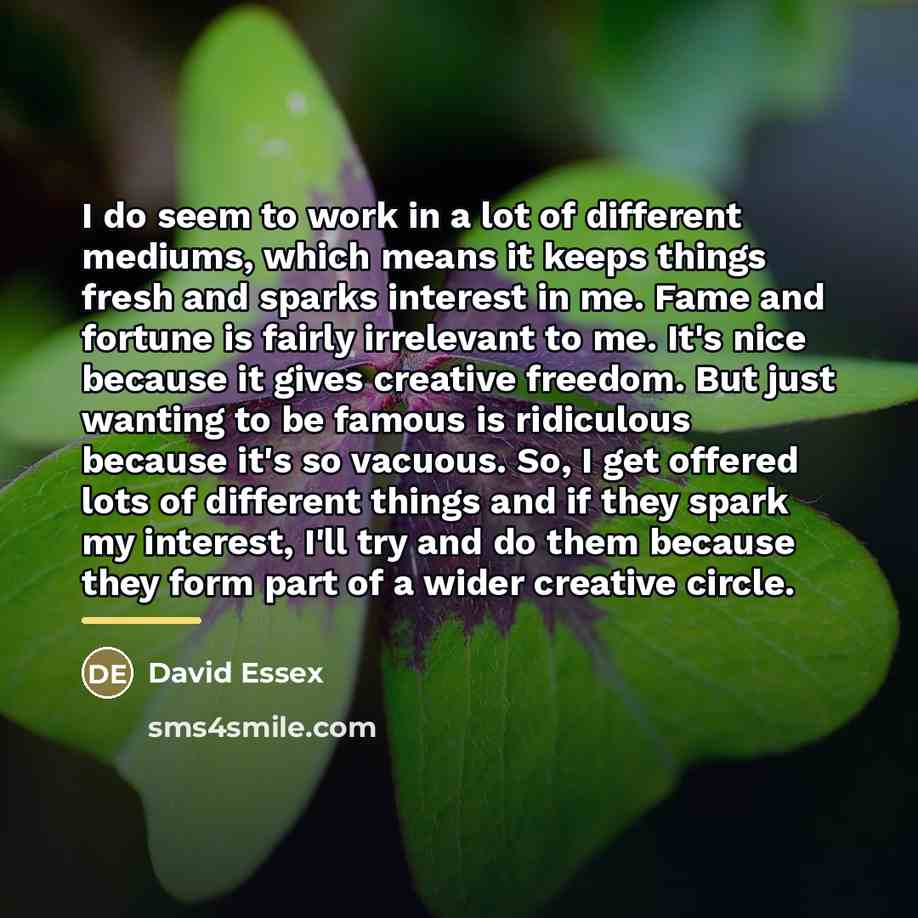 “I do seem to work in a lot of different…” quote by David Essex
