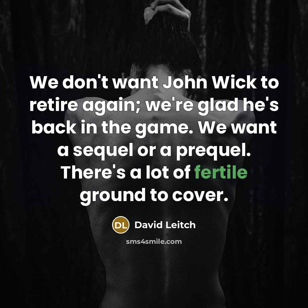 “We don't want John Wick to retire again; we're glad…” quote by David Leitch