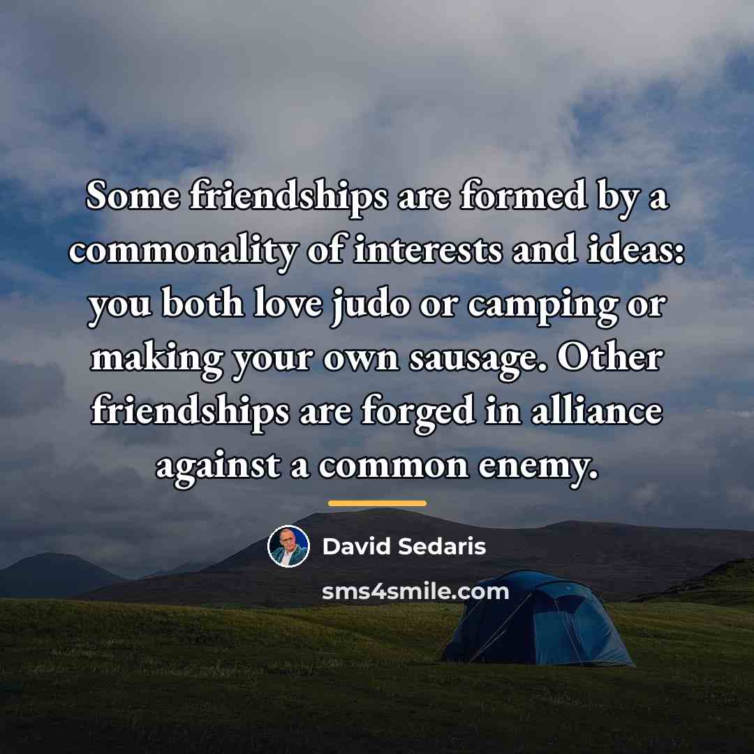 “Some friendships are formed by a commonality of interests and…” quote by David Sedaris
