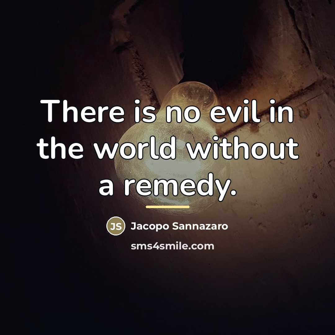 “There is no evil in the world without a remedy.…” quote by Jacopo Sannazaro