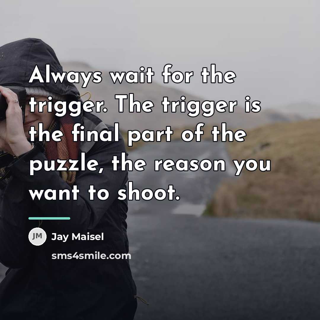 “Always wait for the trigger. The trigger is the final…” quote by Jay Maisel
