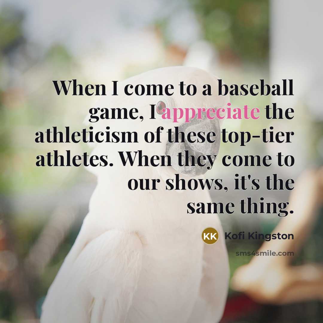 “When I come to a baseball game, I appreciate the…” quote by Kofi Kingston