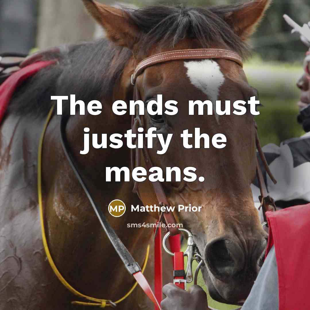 “The ends must justify the means.” quote by Matthew Prior