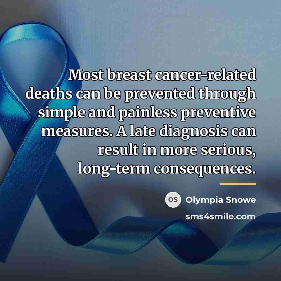 “Most breast cancer-related deaths can be prevented through simple and…” quote by Olympia Snowe