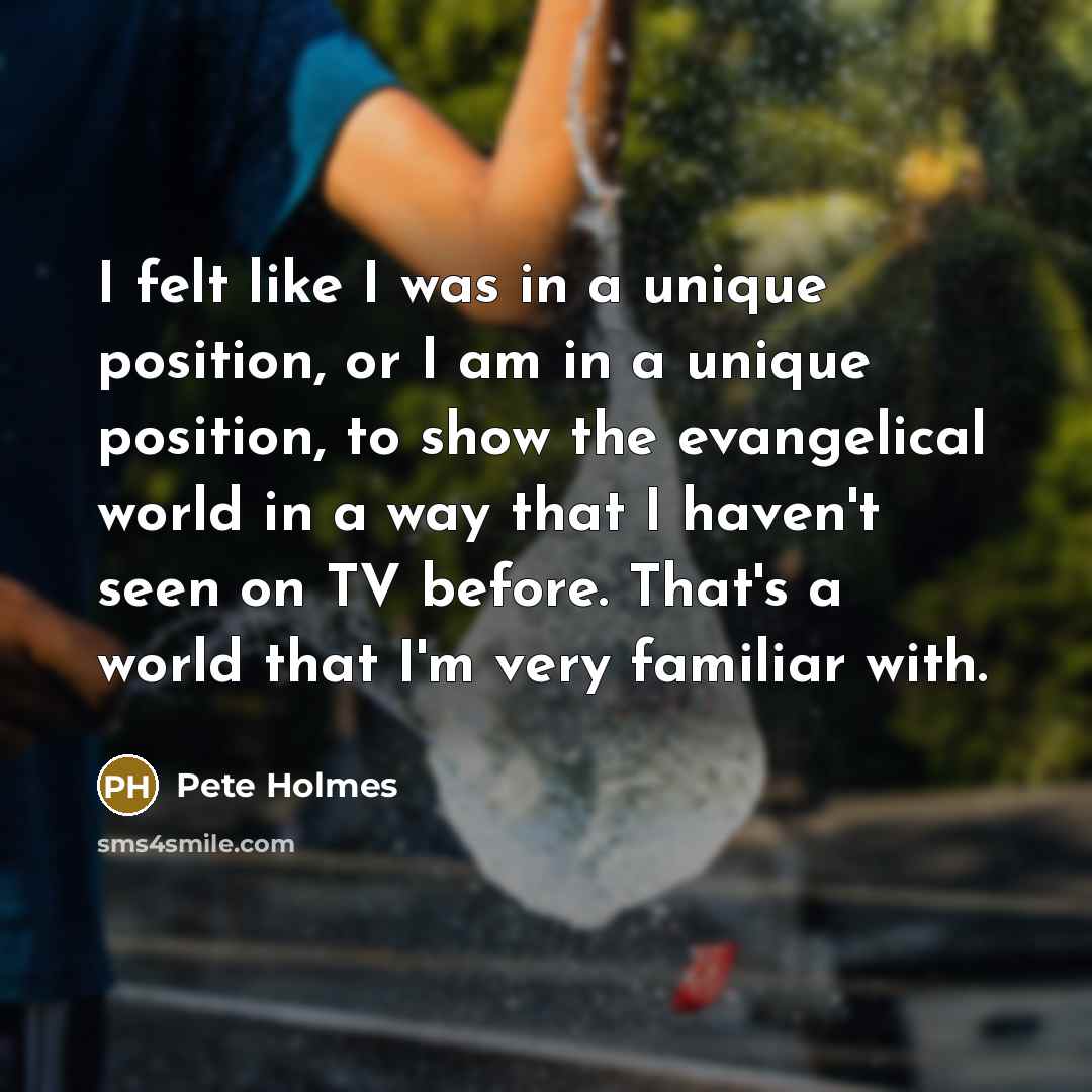 “I felt like I was in a unique position, or…” quote by Pete Holmes