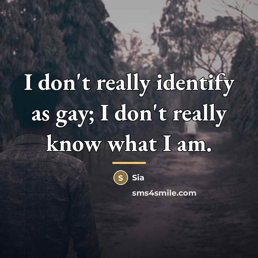 “I don't really identify as gay; I don't really know…” quote by Sia