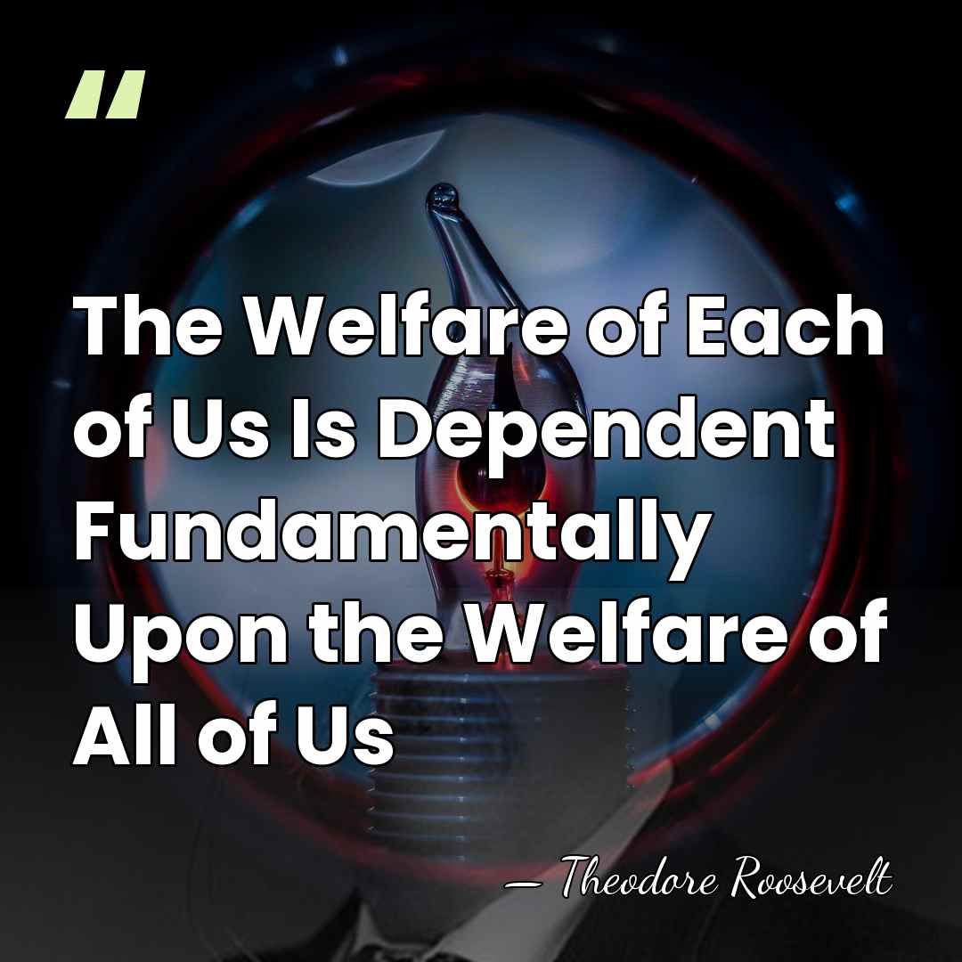 The Welfare of Each of Us Is Dependent Fundamentally Upon the Welfare&hellip; - Theodore Roosevelt