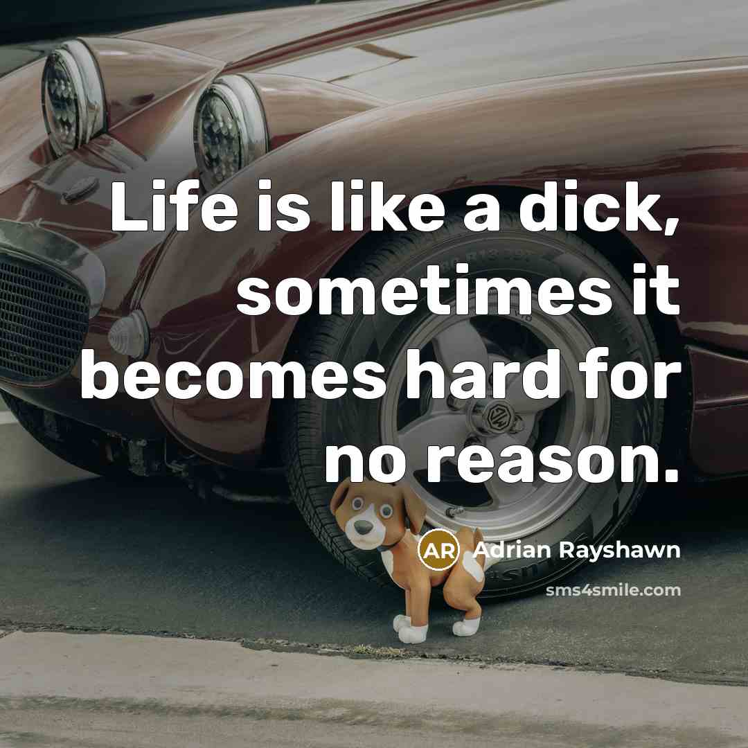 “Life is like a dick, sometimes it becomes hard for no reason.” quote by Adrian Rayshawn