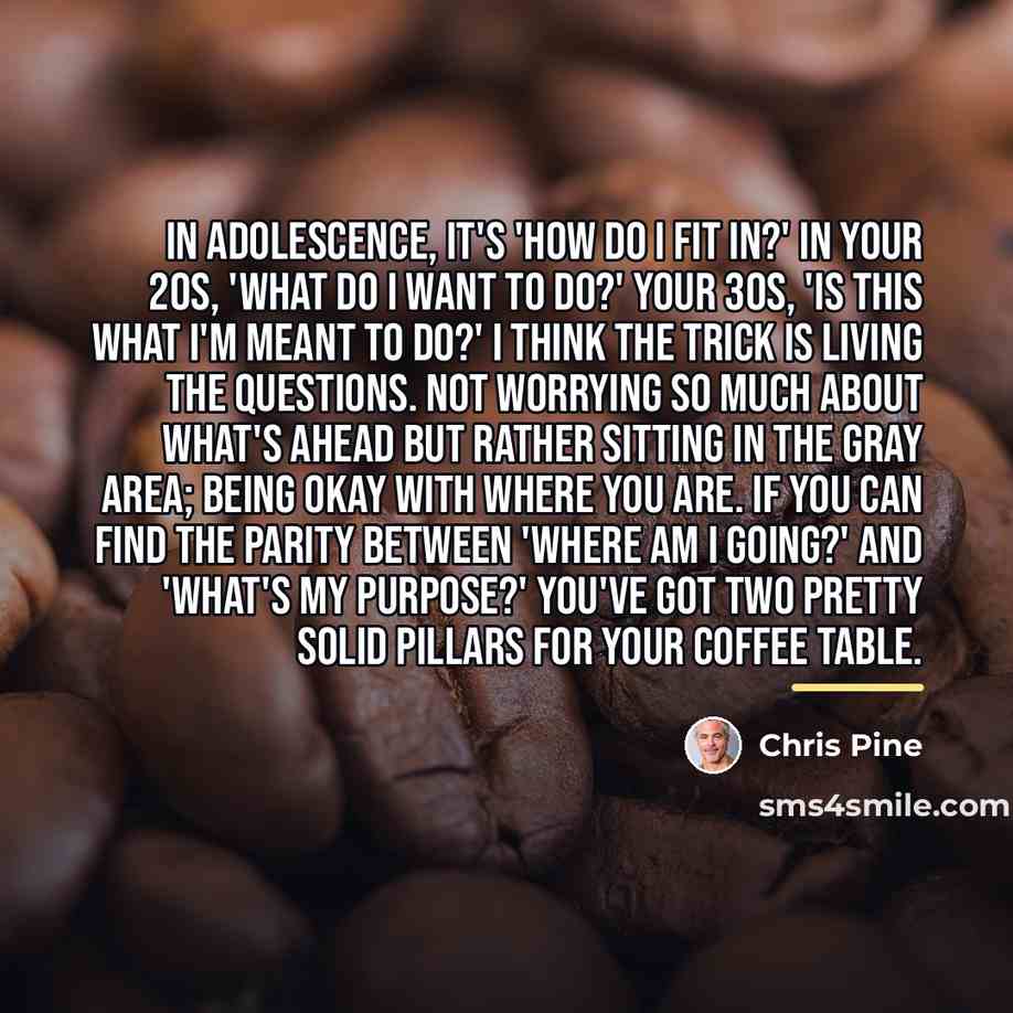 “In adolescence, it's 'How do I fit in?' In your…” quote by Chris Pine