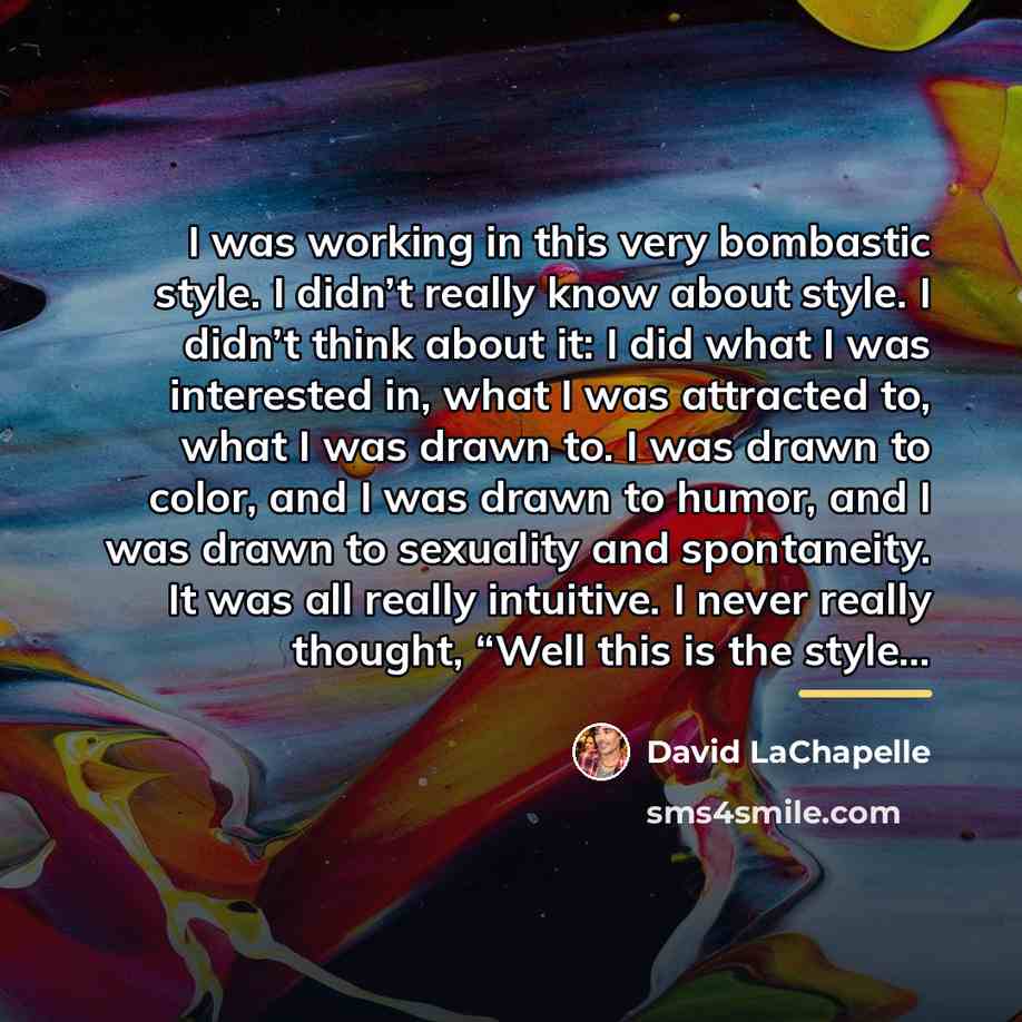 “I was working in this very bombastic style. I didn’t…” quote by David LaChapelle