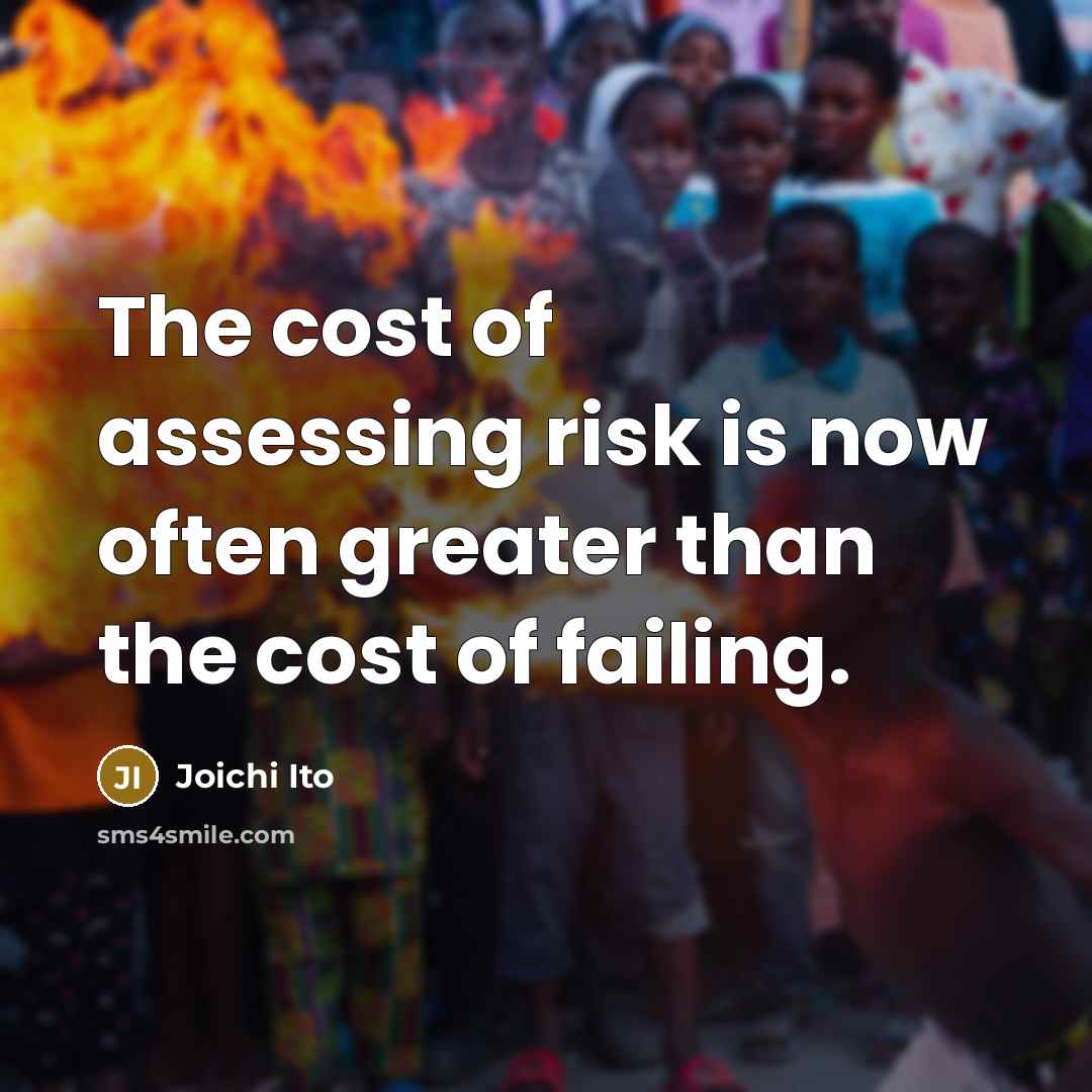 “The cost of assessing risk is now often greater than…” quote by Joichi Ito