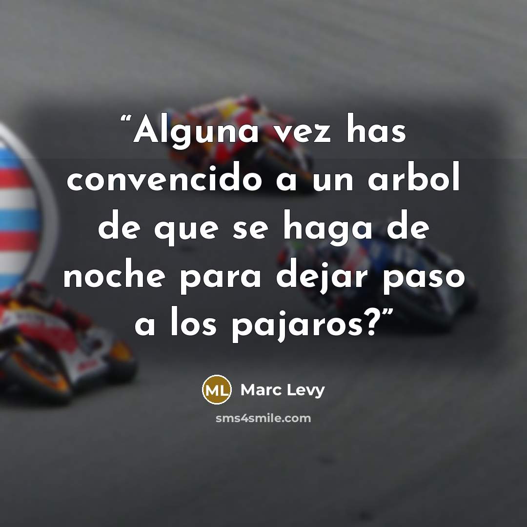 “Alguna vez has convencido a un arbol de que se haga de noche para dejar paso a los pajaros?” quote by Marc Levy