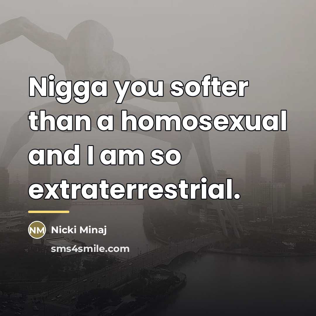 “Nigga you softer than a homosexual and I am so…” quote by Nicki Minaj