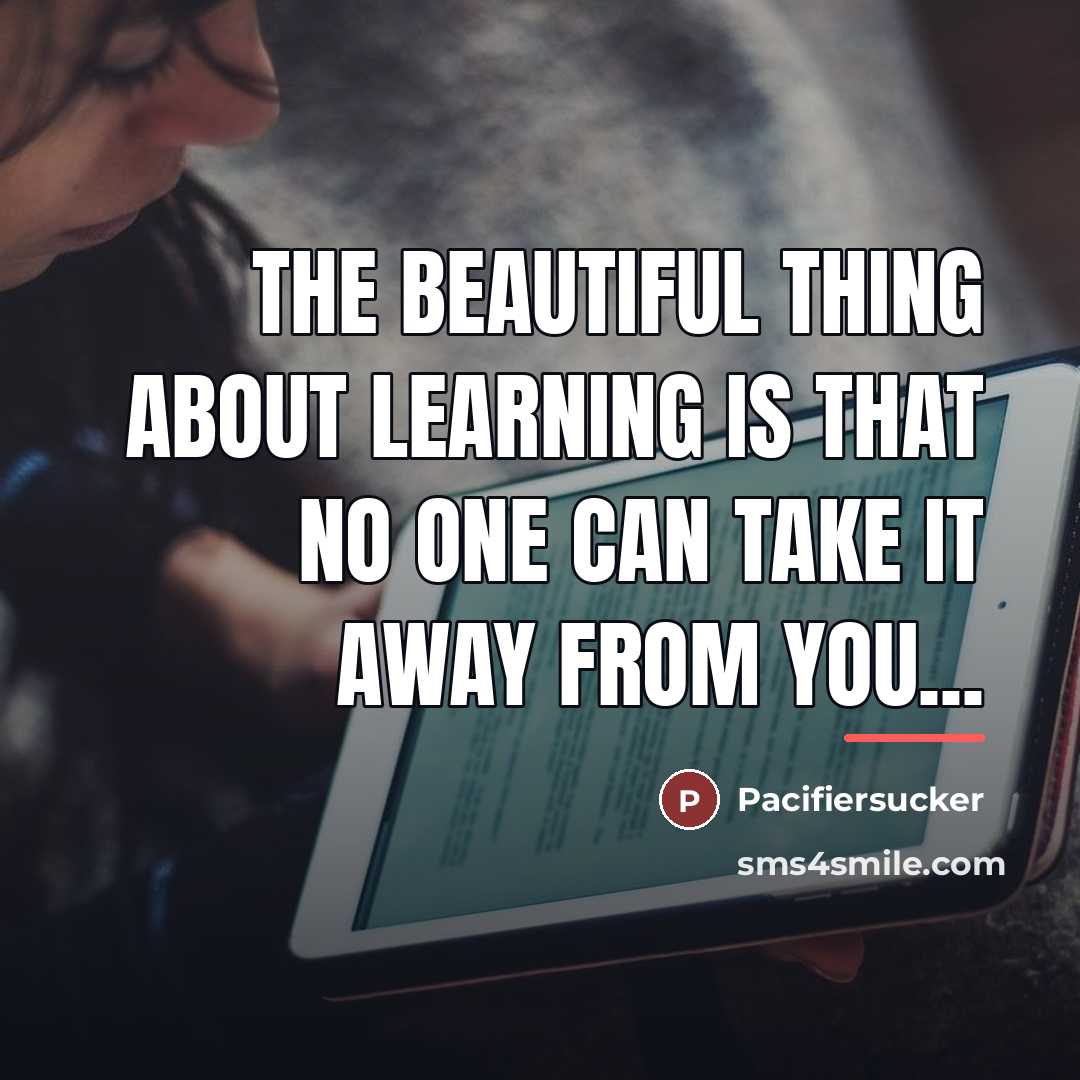 “The Beautiful Thing About Learning Is That No One Can…” quote by Pacifiersucker