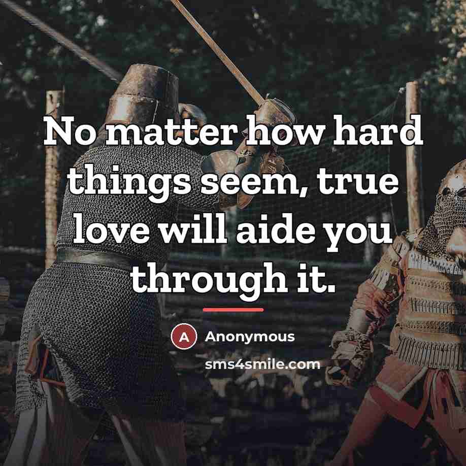 “No matter how hard things seem, true love will aide…” quote by Anonymous