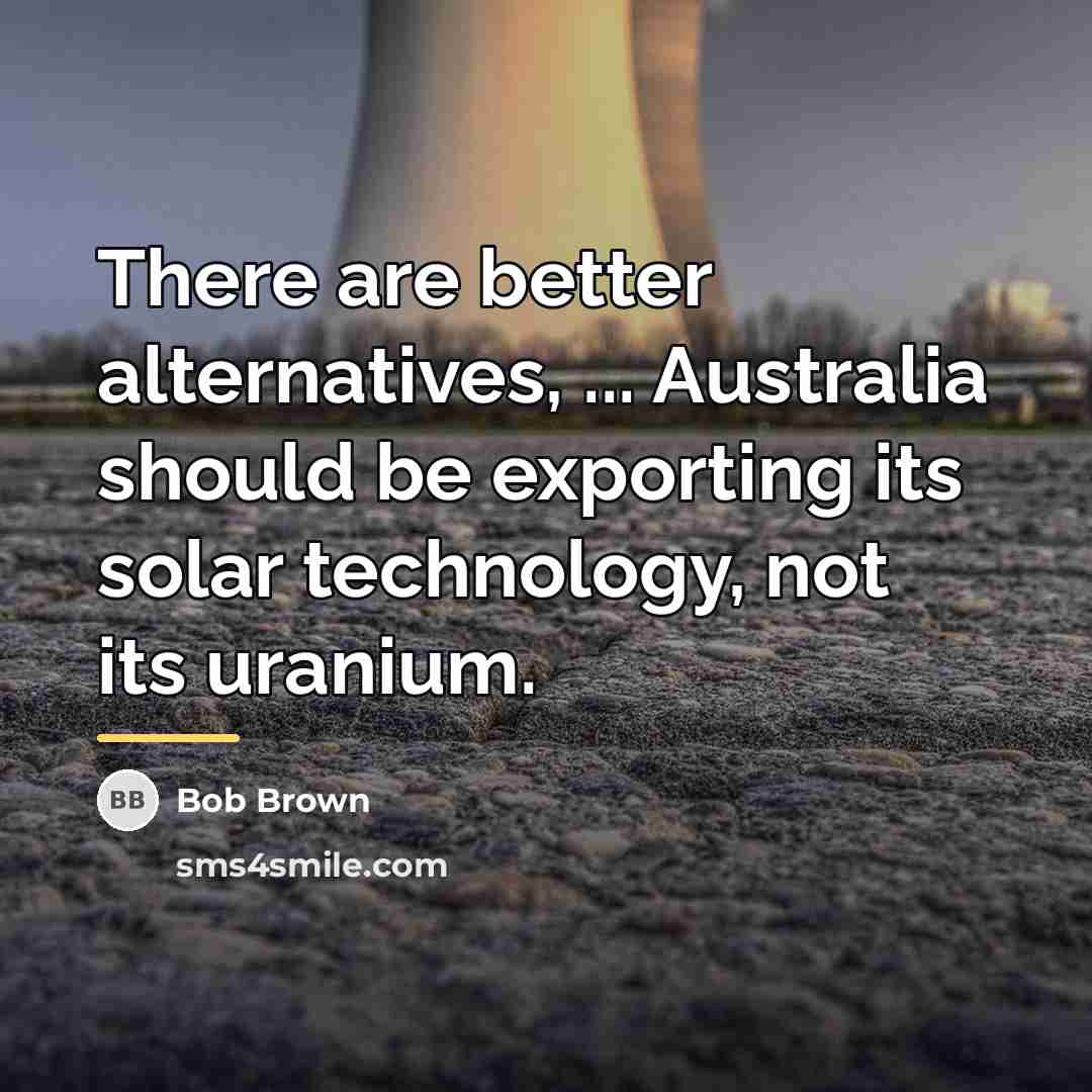 “There are better alternatives, ... Australia should be exporting its…” quote by Bob Brown