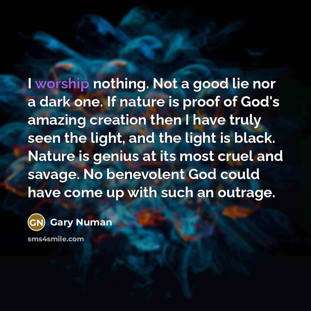 “I worship nothing. Not a good lie nor a dark…” quote by Gary Numan