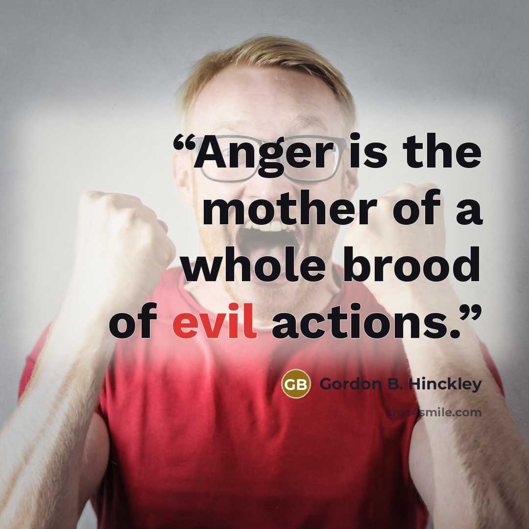 “Anger is the mother of a whole brood of evil actions.” quote by Gordon B. Hinckley