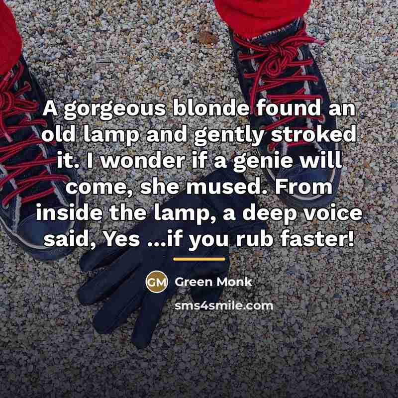 “A gorgeous blonde found an old lamp and gently stroked…” quote by Green Monk