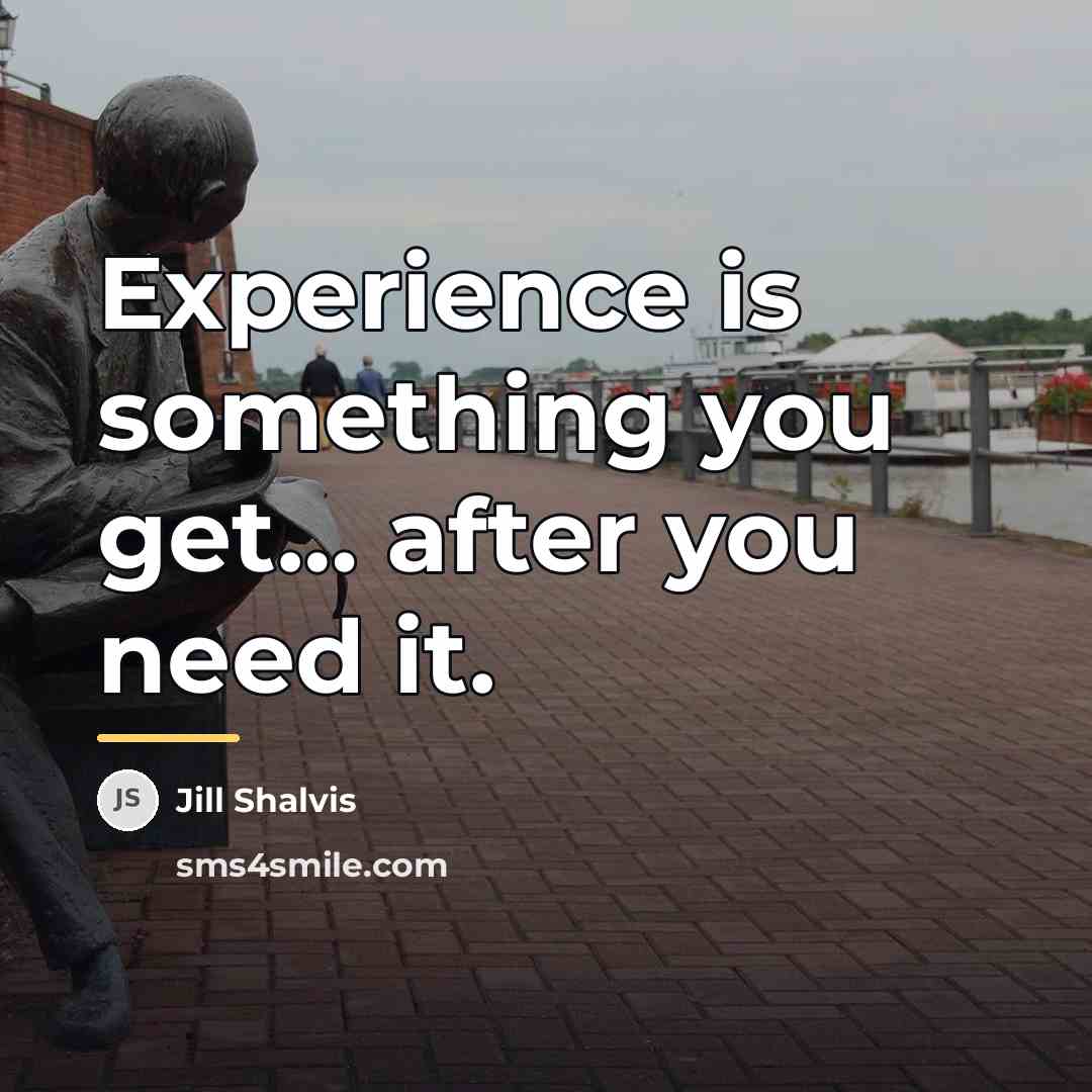 “Experience is something you get… after you need it.…” quote by Jill Shalvis