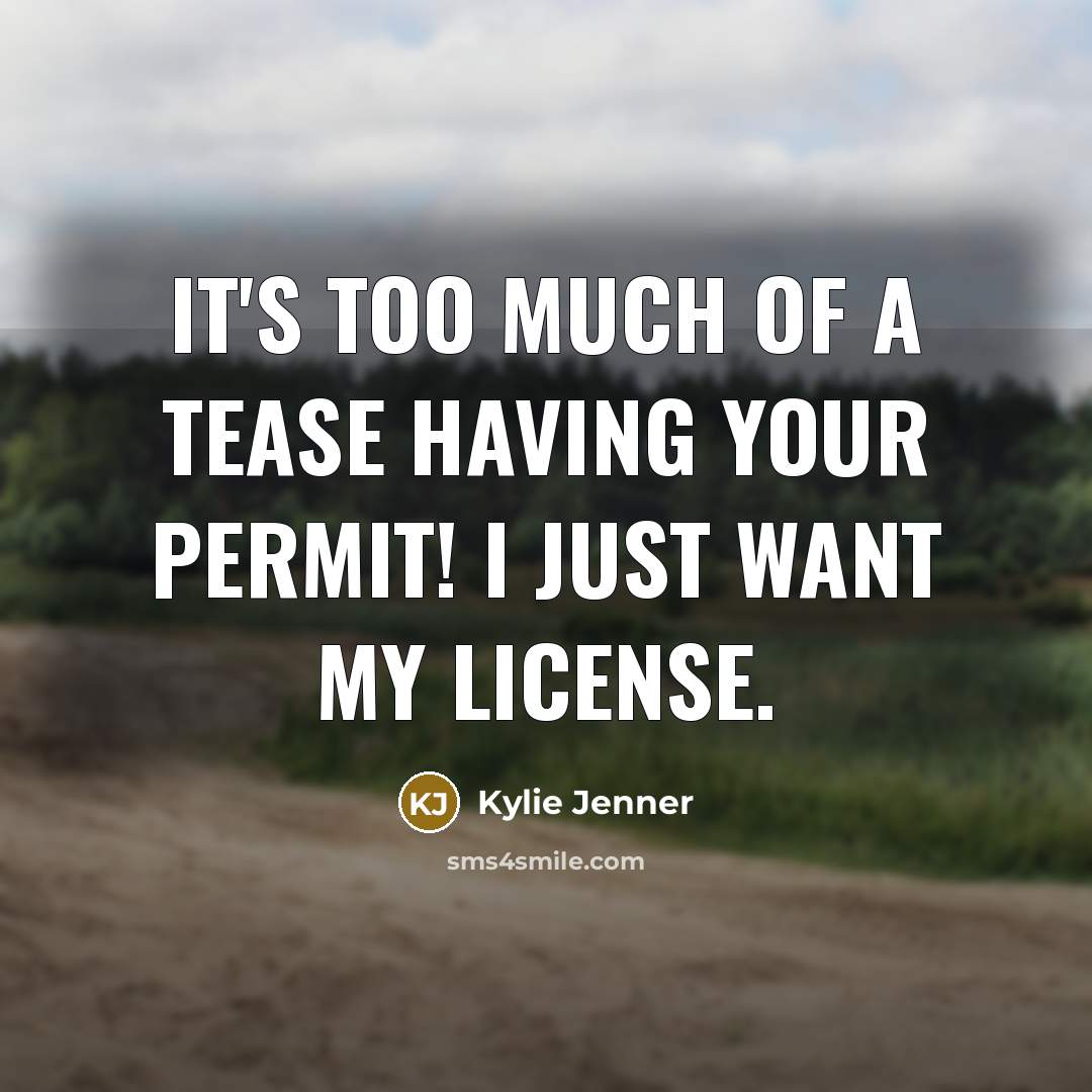 “It's too much of a tease having your permit! I…” quote by Kylie Jenner