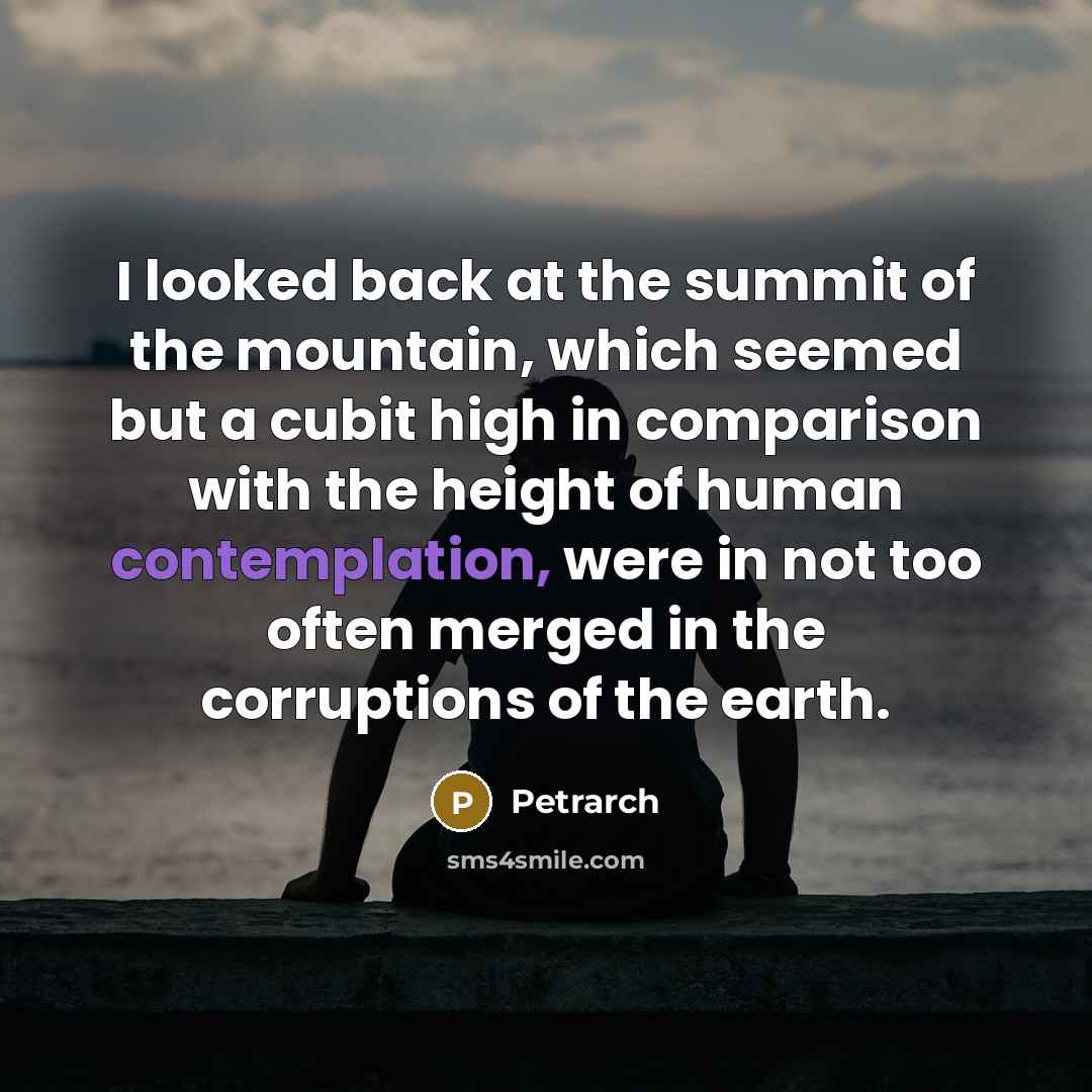 “I looked back at the summit of the mountain, which…” quote by Petrarch