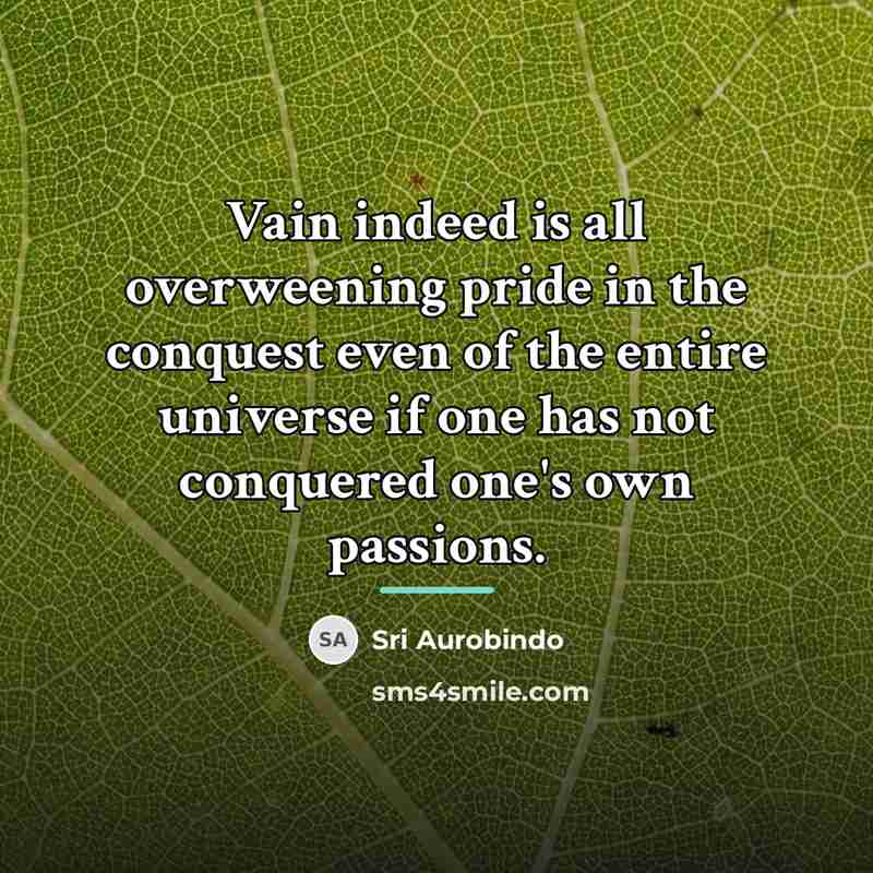 “Vain indeed is all overweening pride in the conquest even…” quote by Sri Aurobindo