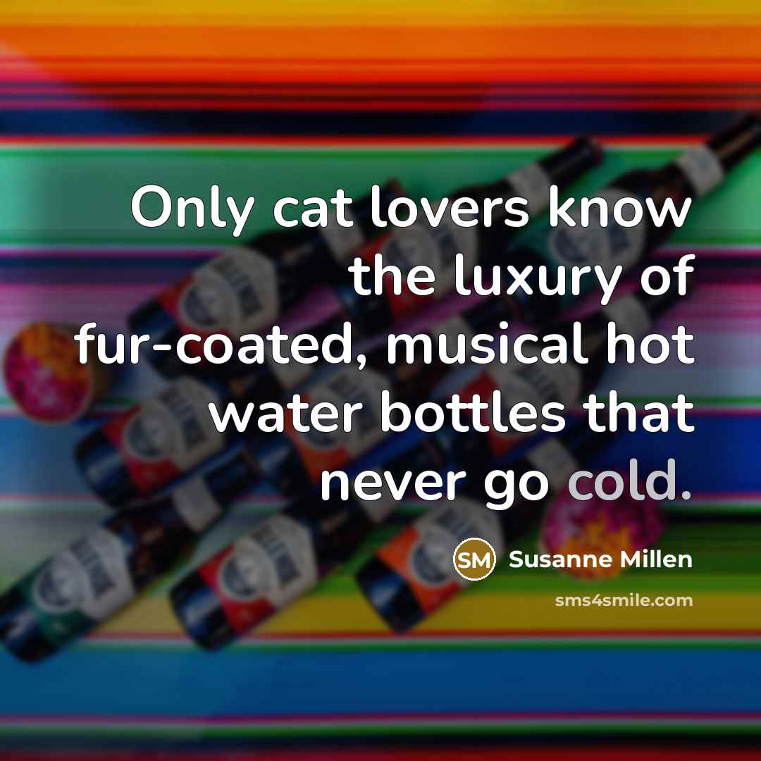 “Only cat lovers know the luxury of fur-coated, musical hot water bottles that never go cold.” quote by Susanne Millen