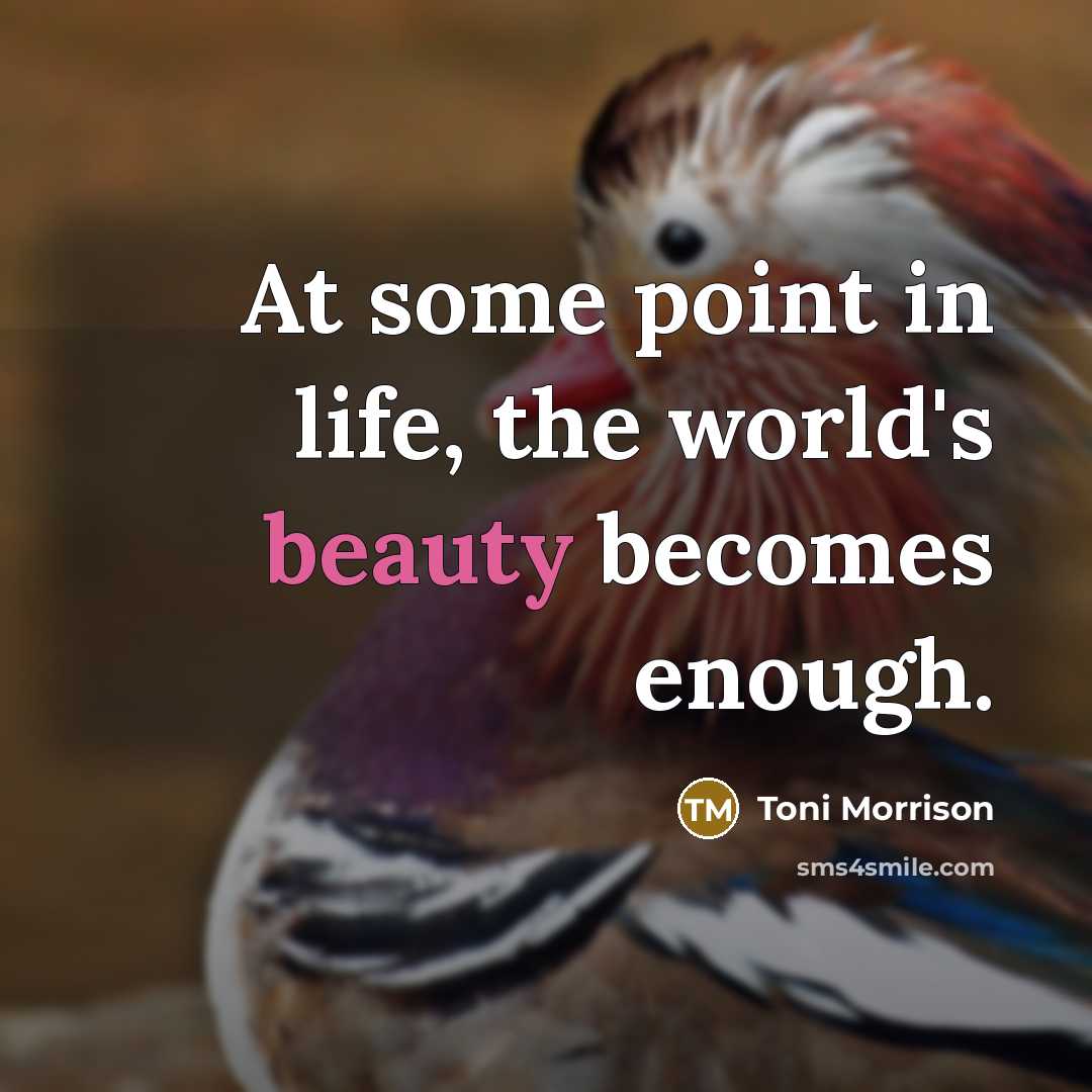 “At some point in life, the world's beauty becomes enough.…” quote by Toni Morrison