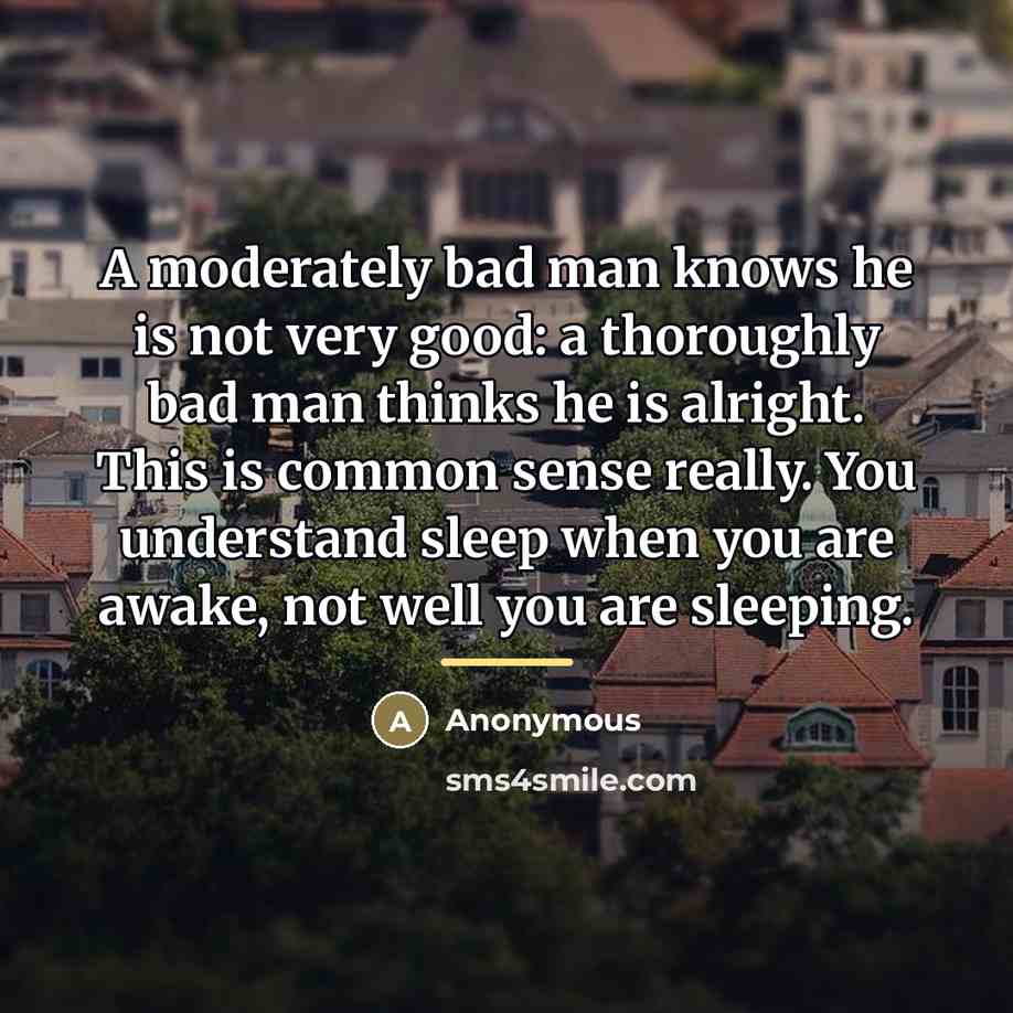 “A moderately bad man knows he is not very good:…” quote by Anonymous