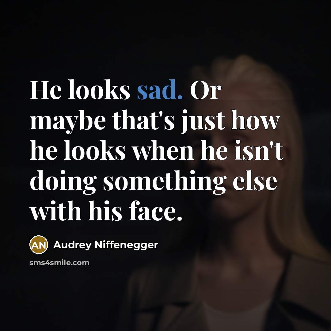 “He looks sad. Or maybe that's just how he looks…” quote by Audrey Niffenegger