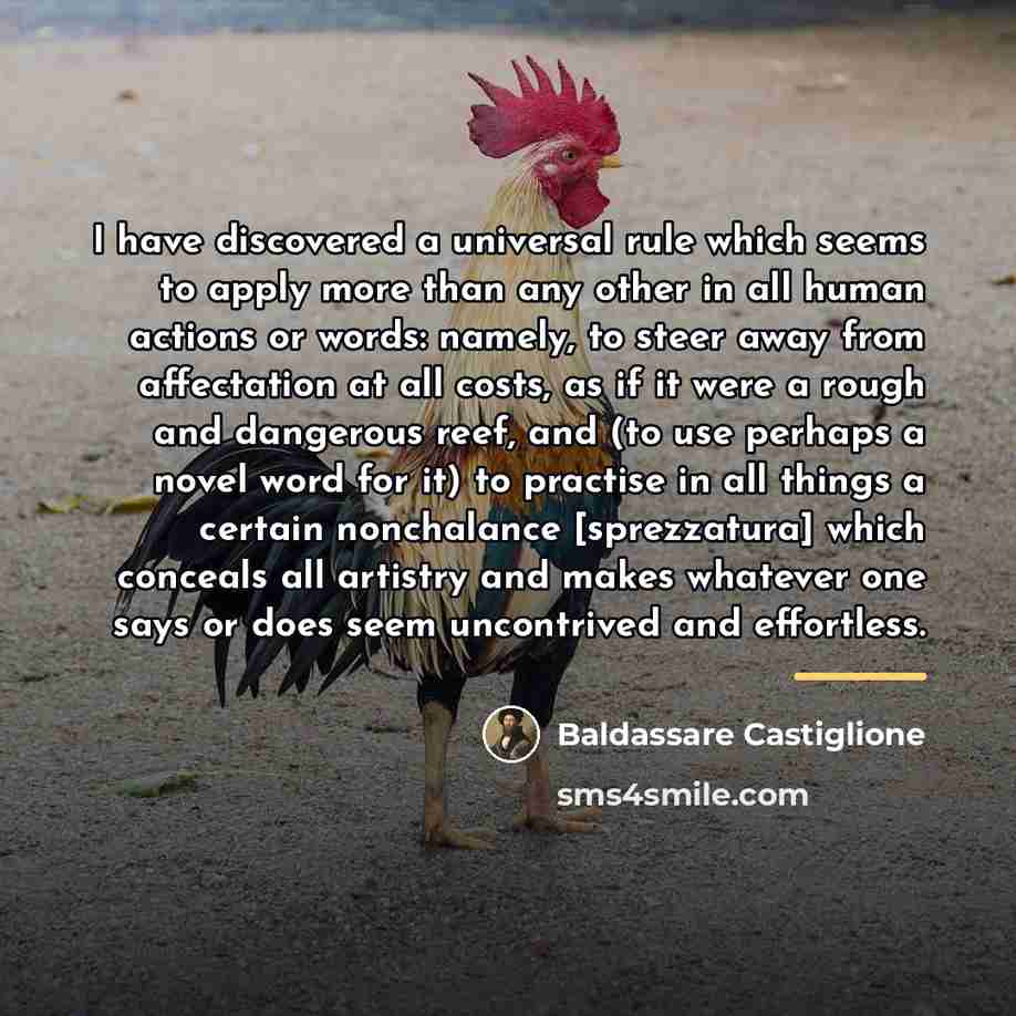 “I have discovered a universal rule which seems to apply…” quote by Baldassare Castiglione