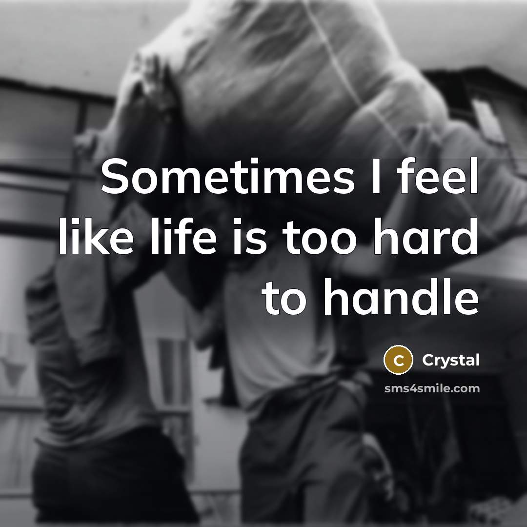 “Sometimes I feel like life is too hard to handle…” quote by Crystal