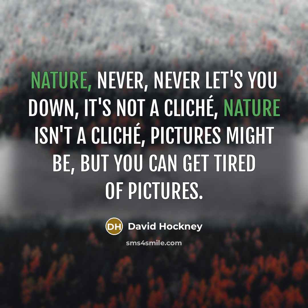 “Nature, never, never let's you down, it's not a cliché,…” quote by David Hockney