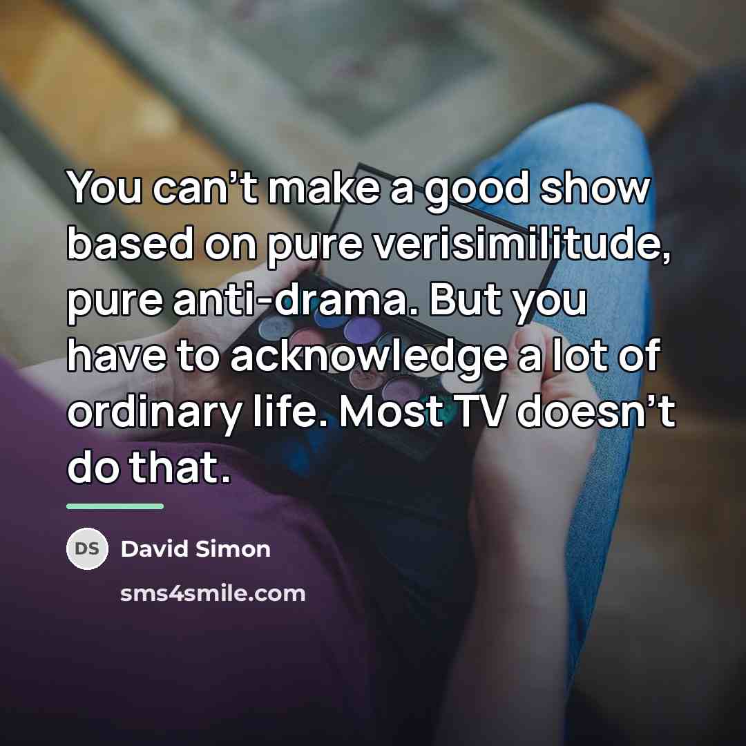“You can't make a good show based on pure verisimilitude,…” quote by David Simon