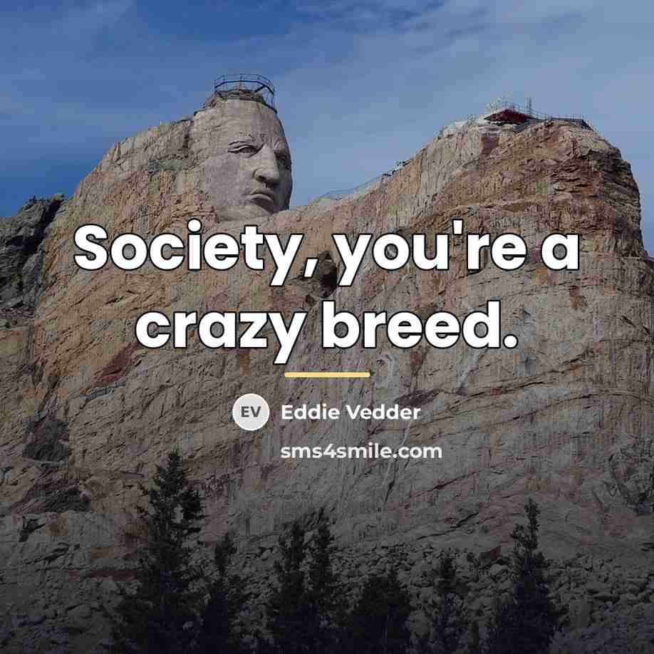 “Society, you're a crazy breed.…” quote by Eddie Vedder