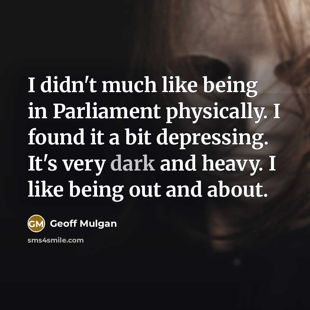 “I didn't much like being in Parliament physically. I found…” quote by Geoff Mulgan