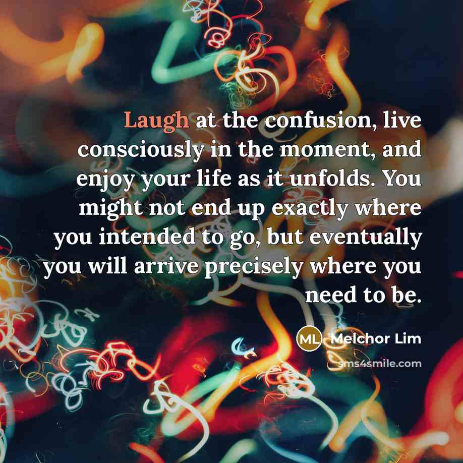 “Laugh at the confusion, live consciously in the moment, and…” quote by Melchor Lim