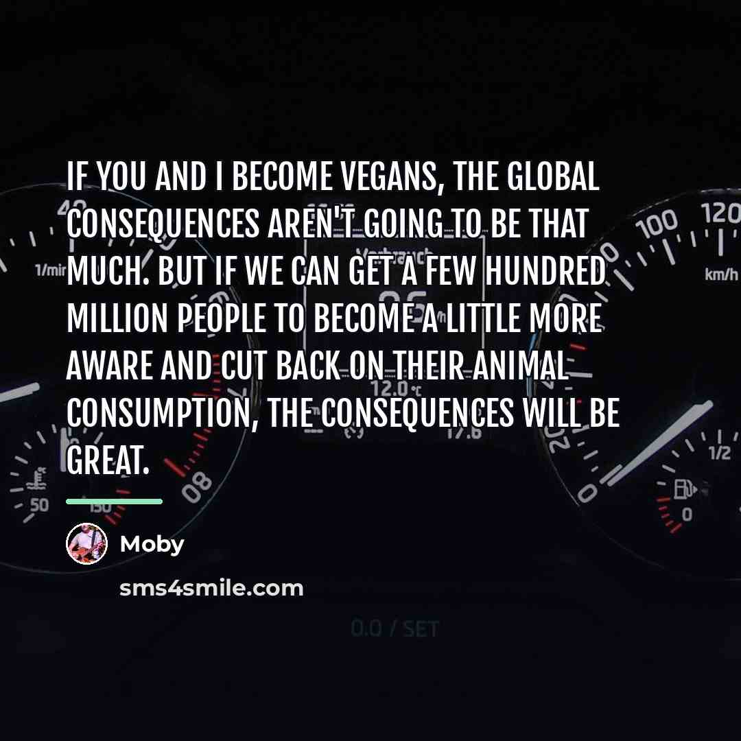 “If you and I become vegans, the global consequences aren't…” quote by Moby