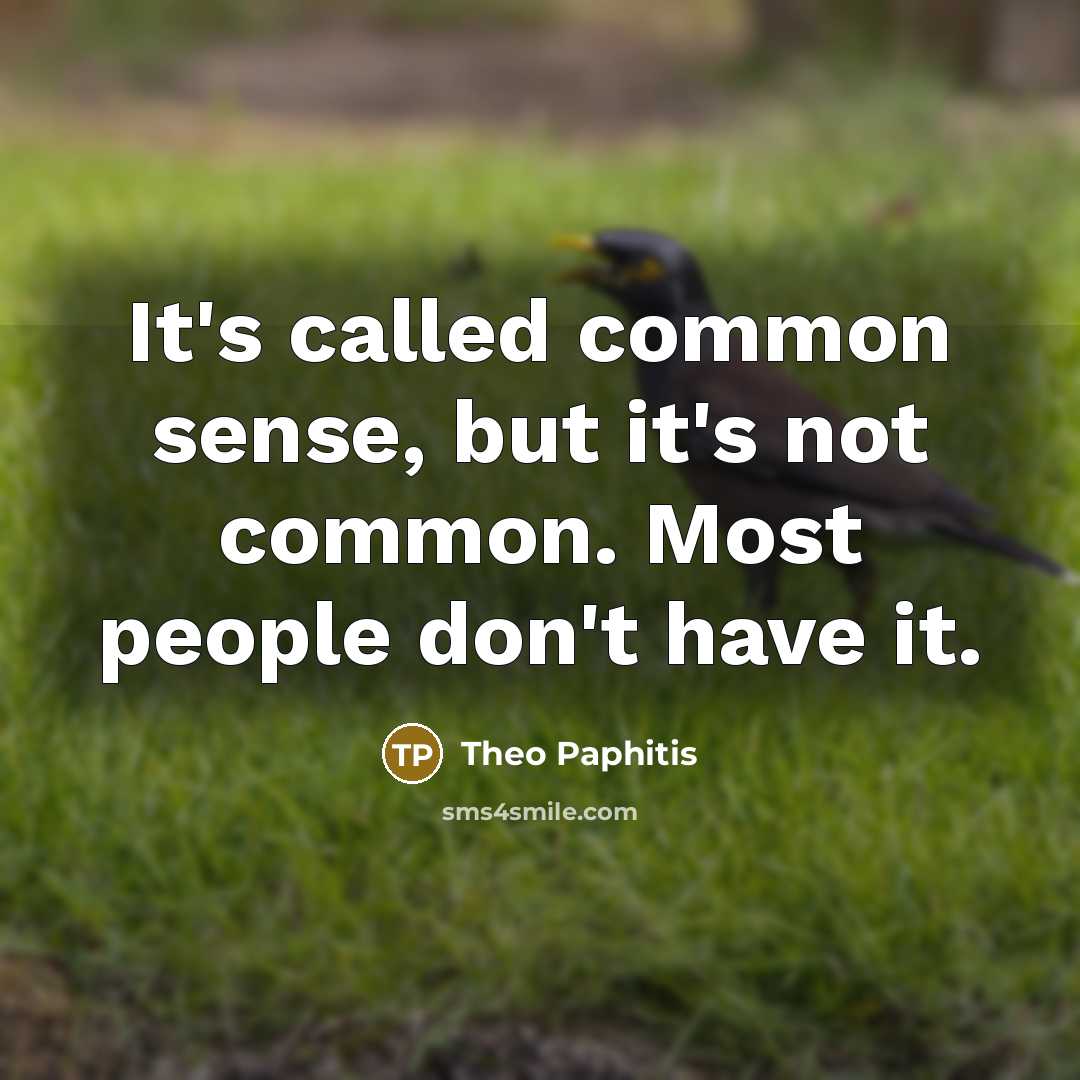 “It's called common sense, but it's not common. Most people don't have it.” quote by Theo Paphitis