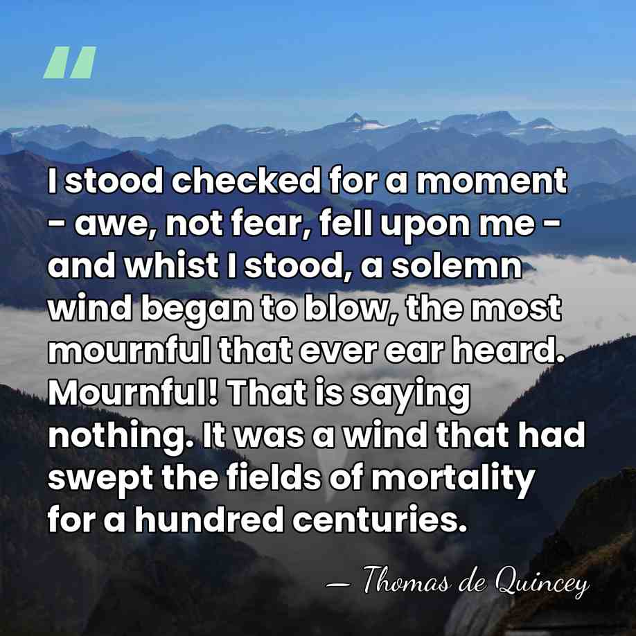 I stood checked for a moment - awe, not fear, fell upon&hellip; - Thomas de Quincey