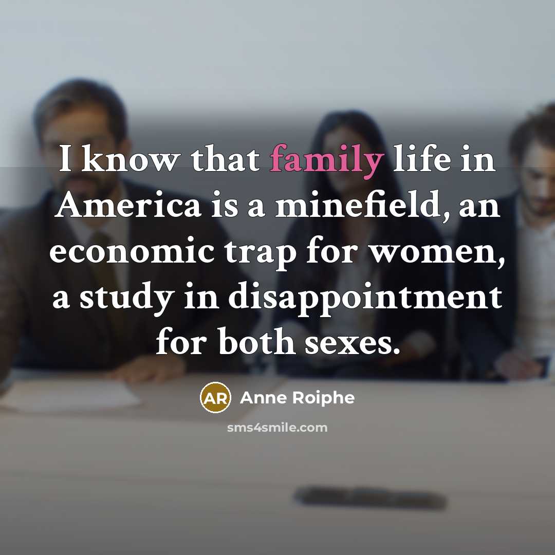 “I know that family life in America is a minefield,…” quote by Anne Roiphe