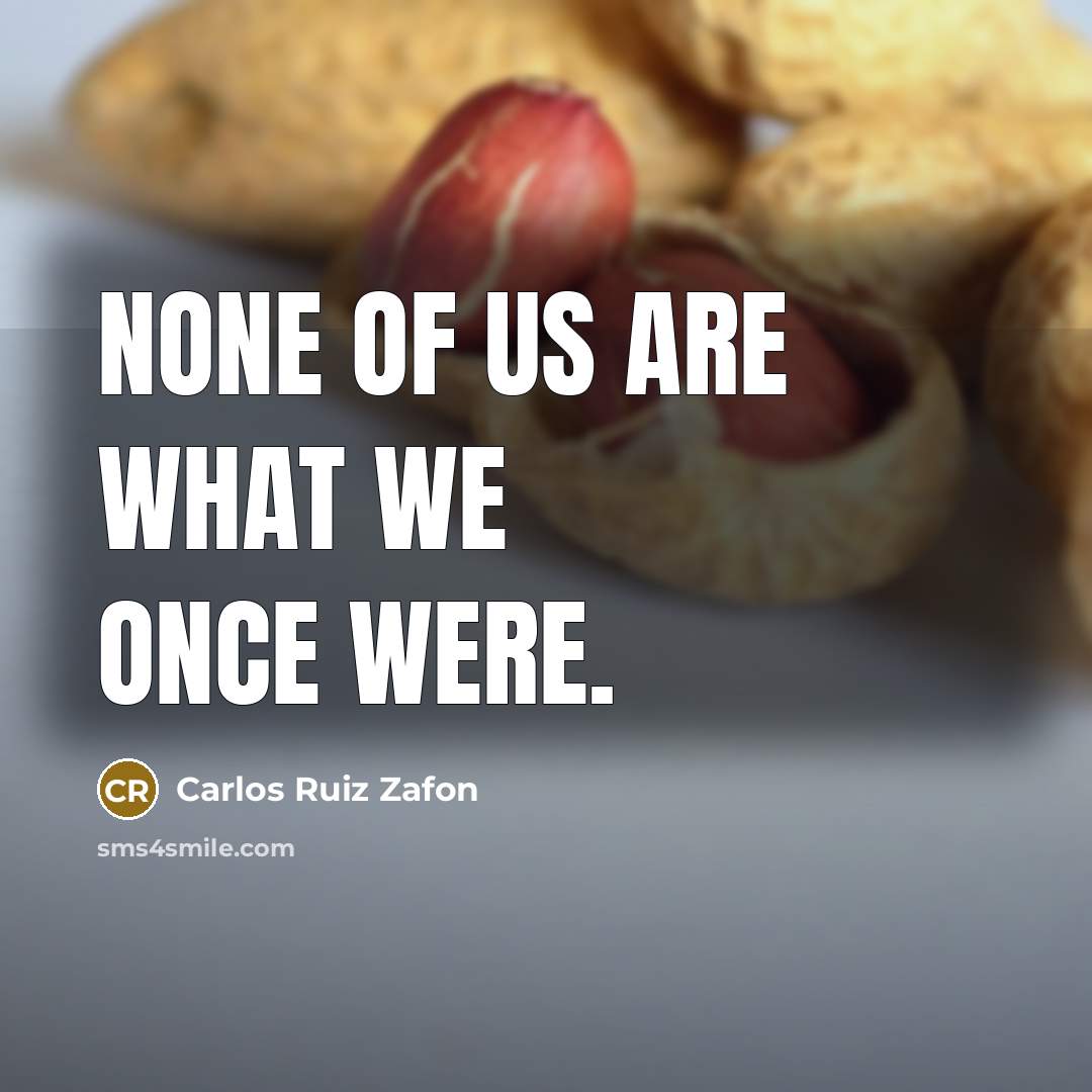 “None of us are what we once were.…” quote by Carlos Ruiz Zafon
