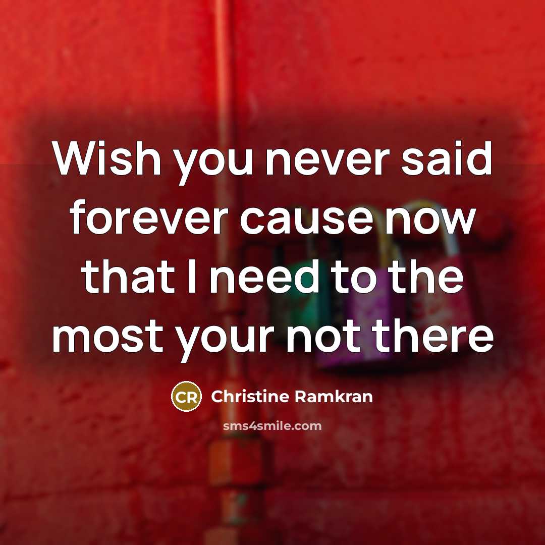 “Wish you never said forever cause now that I need…” quote by Christine Ramkran